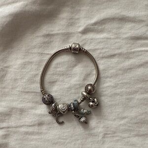 Pandora Silver Charm Bracelet with Mixed Charms
